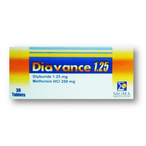 Diavance 1.25 / 250 mg ( Glyburide / Meformin ) 30 film-coated tablets